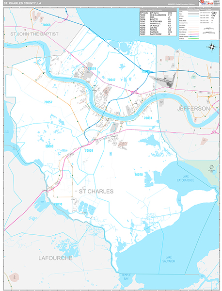 St. Charles County, LA Wall Map